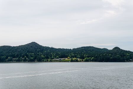 ocean and mountains view from ferry Howe Sound near Gibsons Canada