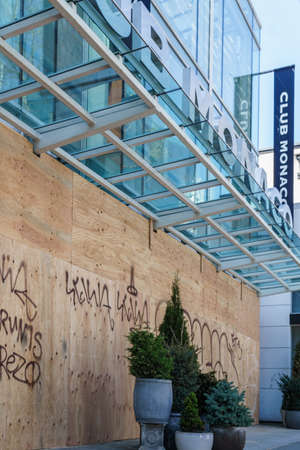 VANCOUVER, CANADA - APRIL 07, 2020: downtown temporarily suspending operations of retail stores...