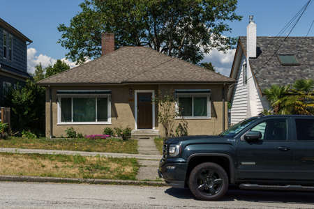 NEW WESTMINSTER, CANADA - JUNE 26, 2019: street view of quiet neighborhood in big city.
