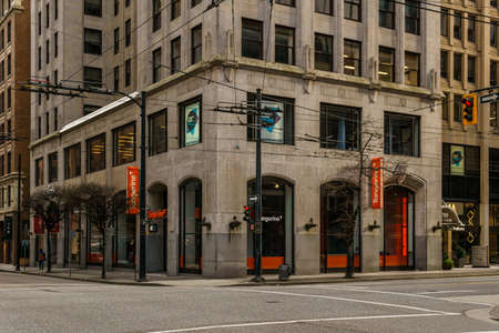 VANCOUVER, CANADA - FEBRUARY 2, 2020: street cross in downtown sunday morning