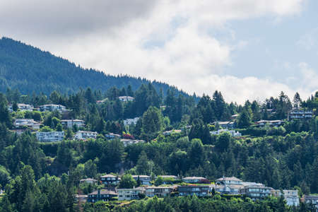 WEST VANCOUVER, CANADA - June 7, 2020: Stylish house sits on a slight hill.のeditorial素材