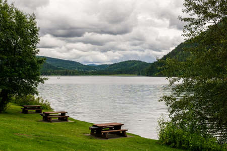 Paul Lake Provincial Park picnic area Summer time british columbia canadaの写真素材