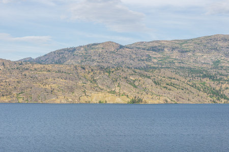 Okanagan lake view at summer time with blue sky british columbia canadaの写真素材