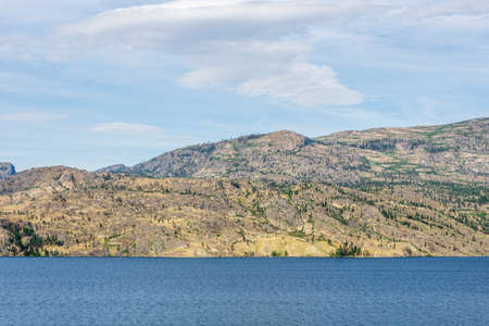 Okanagan lake view at summer time with blue sky british columbia canadaの写真素材