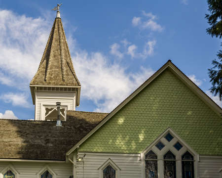 RICHMOND, CANADA - JUNE 1, 2020: Church historic Richmond Chapel in Minoru Park summer timeのeditorial素材
