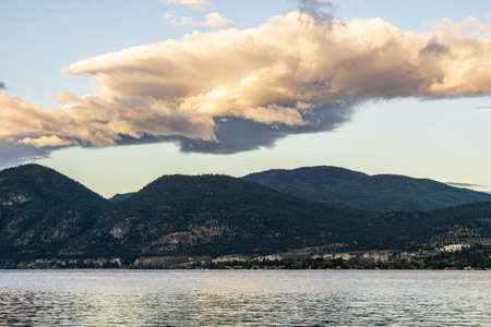 Beautiful landscape view to lake Canada with clouds on sky.の写真素材