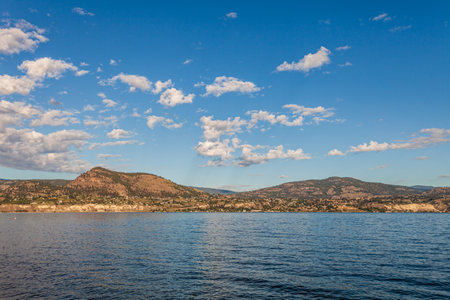 Panoramic view of idyllic summer landscape in the Canada with clear mountain lake background.の写真素材