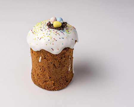 Easter cake isolated on white background Orthodox festive bread.の写真素材