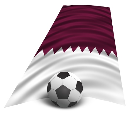 Illustration of a Qatar national flag with a soccer ball, symbolizing the 2022 World Cupの写真素材
