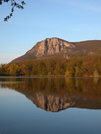 Crimea. Mountain lake view. Sunrise.の写真素材