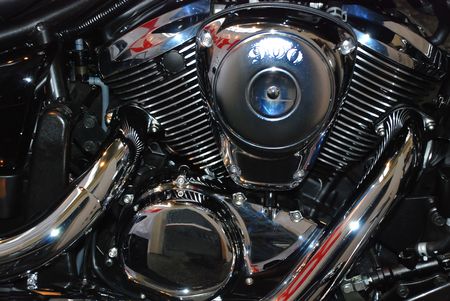 Flares and reflections on bike motor side