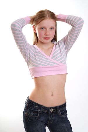 Portrait of young model with long hairの写真素材