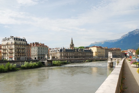 Grenoble is a city in southeastern France, at the foot of the French Alps where the river Drac joins the Isere. のeditorial素材