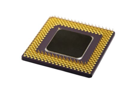 A computer processor unit is photographed closely with selective focus and cut-out.