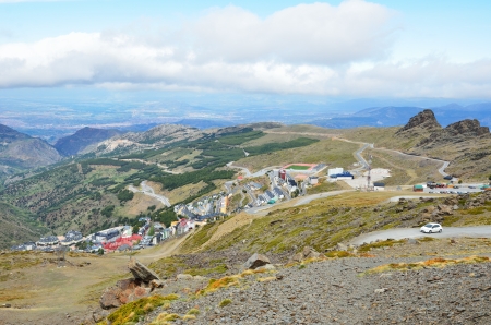 Pradollano is a ski resort village at the slopes of the mountain Veleta  The bottom of the village is at about 2100 metres above sea level, while the top is at almost 2400 metres above sea level  のeditorial素材