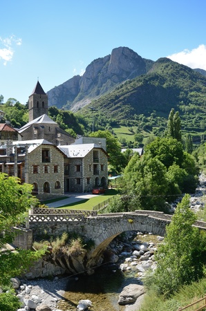 Summer view of the Spanish mountain town Parzan in the Pyrenees のeditorial素材