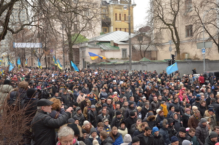 Kyiv, Ukraine - February 22 2015: Thousands of Ukrainians take part in \\\"Dignity March\\\" dedicated the victims during protests last February in the capital Kiev.のeditorial素材