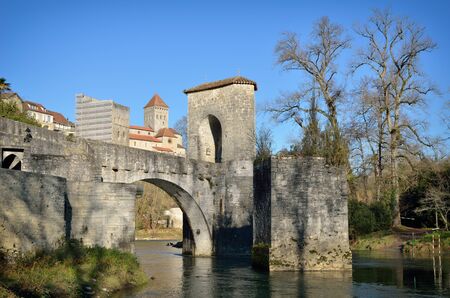 Le pont de la Legende is a medieval monument above the river Gave dの写真素材