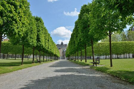 The French formal garden and the French landscape garden surround the ancient Pau castle.のeditorial素材