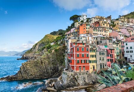 Riomaggiore of the coastal area Cinque Terre in the Italian province La Speziaのeditorial素材