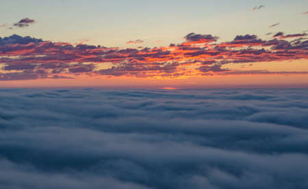 Cloud landscape Norway Soroya nothern midnight sun sunset arcticの写真素材