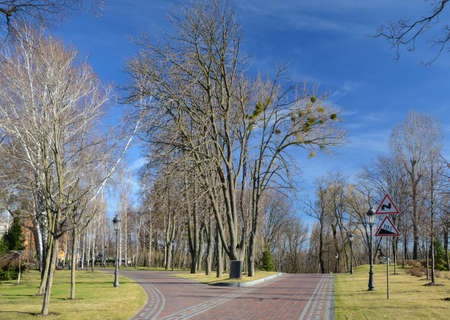 Mezhyhirya park at Novi Petrivtsi near Kyiv Ukraine early springtimeの写真素材