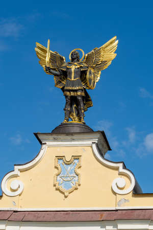 Lyadsky gate with monument to Archangel Michael springtimeの写真素材