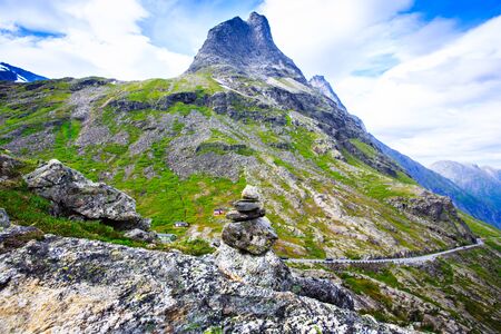The view from the height of the trollstigen, Norwayの写真素材