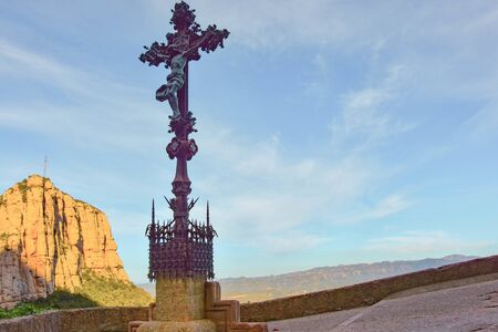 Sant Geroni height more than a kilometer, mountain Catalonia, Monastery of Monserattの写真素材