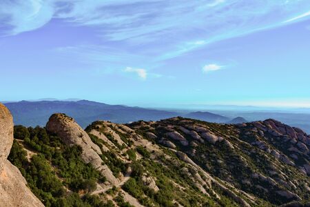 Sant Geroni height more than a kilometer, mountain Catalonia, near the Monastery of Monserattの写真素材