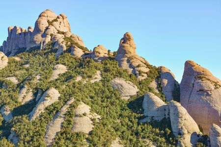 Sant Geroni height more than a kilometer, mountain Catalonia, near the Monastery of Monserattの写真素材