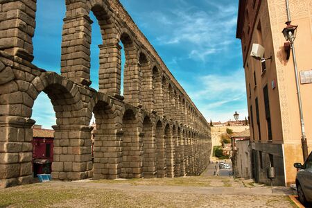 Ancient Roman Aqueduct in Segovia Spainの写真素材