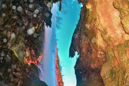 Beautiful and unusual waterfalls in the mountains of Spainの写真素材