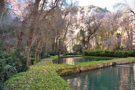The beautiful gardens lake ponds canals of the Royal Site of La Granja de San Ildefonsoの写真素材