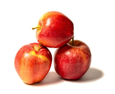 Red apple isolated on a white backgroundの写真素材