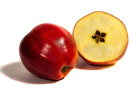 Red apple isolated on a white backgroundの写真素材