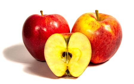 Red apple isolated on a white backgroundの写真素材
