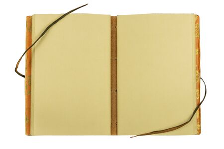open vintage notebook on a background of knitted fabric in black top view flat layの写真素材