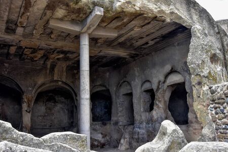 Tourists on an excursion in the ancient caves.