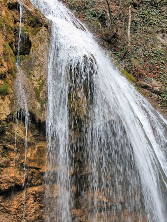 Jur-Jur waterfall on a hillside Demerdzhi in Crimeaの写真素材