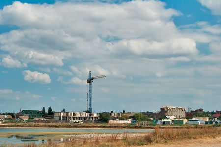 Building homes for holidays on the Black Sea in Crimeaの写真素材