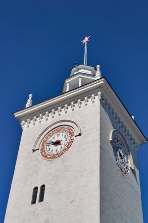 Clock Tower at the station square in Simferopol in the Crimea