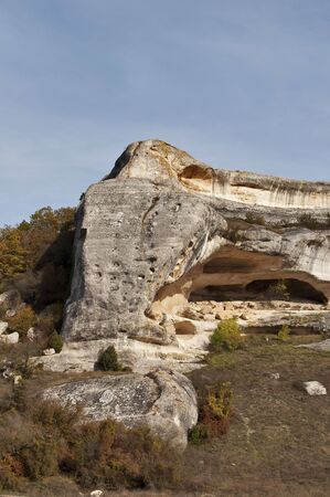 Fragments of an ancient cave town Eski-Kerman in the Crimeaの写真素材