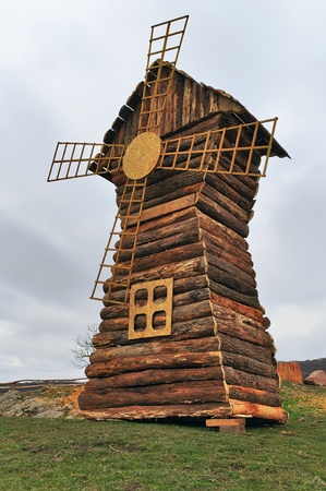 Model wooden windmill made in the recreation area near Simferopolの写真素材