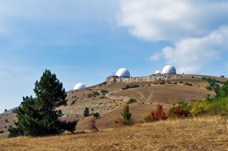 The tracking station in outer space on Mount Ai-Petri in Crimeaの写真素材