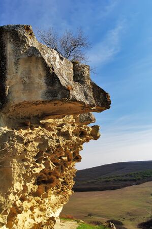 Rocky ledges in the cave city of Buckley in Crimeaの写真素材