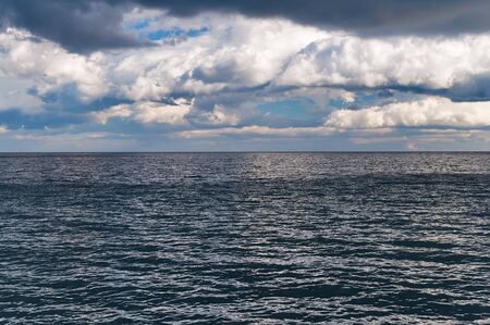 Sea and cloudy sky near the town of Partenit in Crimeaの写真素材