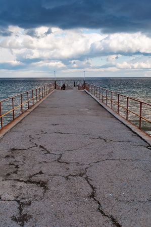 Pierce on the waterfront of Partenit in Crimeaの写真素材