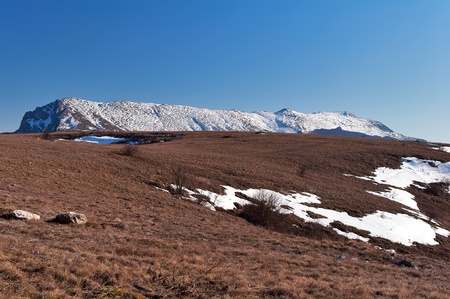 The upper plateau of the mountain Chater-Dag in Crimeaの写真素材