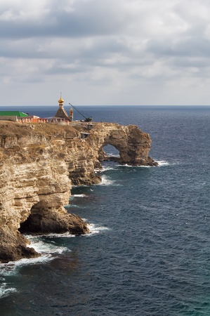 Construction of the center of diving on Cape Tarkhankut in the Crimea, Ukraineの写真素材